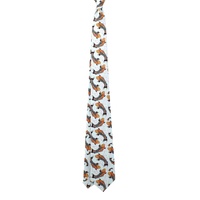 Cravates en soie pour hommes, personnalisées avec impression, fines et étroites, à motifs fantaisie colorés (carpes joyeuses, animaux, poissons), couleur turquoise, vente en gros de Chine