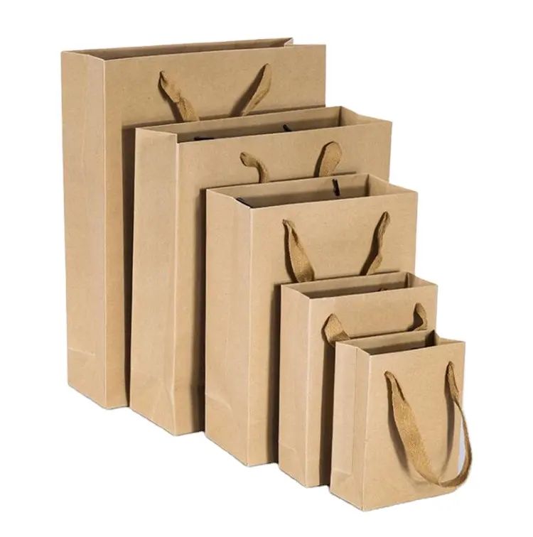 인쇄 된 종이 봉투 사용자 정의 로고 sac en papier Grocery 브라운 크래프트 종이 재활용 선물 포장 쇼핑백