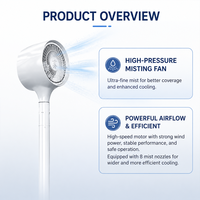 Ventilateur de refroidissement électrique haute pression à brume fine avec gouttelettes d'eau atomisées, silencieux, 220V, pour la réduction de la température extérieure