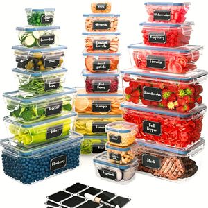 Boîte de conservation alimentaire en plastique, 24 pièces, écologique, pour la conservation de la fraîcheur des légumes et des fruits, boîte à lunch scellée pour le réfrigérateur - Product Image 1