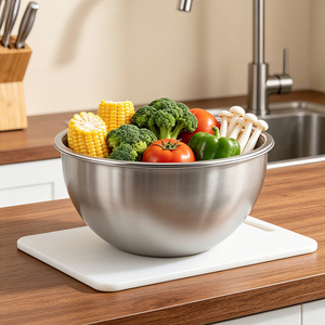 Bol mélangeur en acier inoxydable avec insert passoire, compatible lave-vaisselle, design minimaliste pour la préparation de salades, usage domestique - Product Image 3