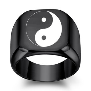 Bague en acier inoxydable avec symbole Yin Yang Tai Chi, 18 mm, bijoux de mode unisexe, cadeau - Product Image 3
