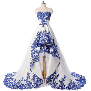 picture Royal Blue And White Wedding Dress With Sleeves royal blue and white wedding dress