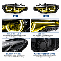 Faros LED BK para BMW F30 F31 F35 Serie 3 2012-2015, Conjunto de Faros Delanteros de Doble Color con Ojos de Ángel, Lente de Proyector Dual, Actualización de Faros