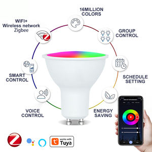 Bombilla inteligente Tuya WiFi Bluetooth GU10, foco LED regulable de 5W, Compatible con <span class=keywords><strong>Alexa</strong></span>, Google Home, Control por aplicación, lámpara RGBW - Product Image 2
