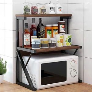 Estante de Cocina Plegable de 2 Niveles, de Acero al Carbono, Negro, Retráctil, Extensible, Multifuncional, para Horno de Microondas - Product Image 4