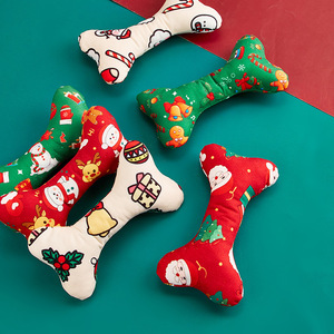 Jouets pour animaux de compagnie en coton double dentition pour le nettoyage des dents, jouets de Noël pour chiens, jouets sonores en forme d'os pour chiens, fournis par l'usine NiBao - Product Image 2