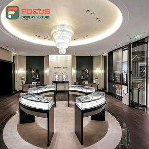 Luxury LED Light <b>Wooden</b> Jewelry Counter Glass Display Cabinet Jewelry Display Shelf High End Showcase <b>Unit</b> - Product Image 5