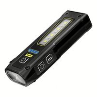 Senter LED Mini Magnet Gantungan Kunci Aluminium USB Isi Ulang 1000+ Lumens IP65 Taktis EDC Fitur Sinar Dapat Diatur Zoomable