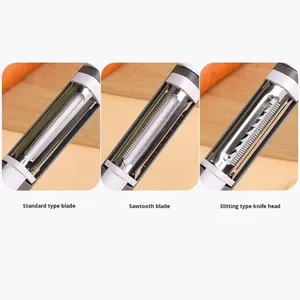 Pelador Rotatorio Manual Multifuncional Tres en Uno, Herramienta para Pelar Frutas y Verduras de Cocina, Metal, <span class=keywords><strong>Acero</strong></span> Inoxidable 430 - Product Image 3