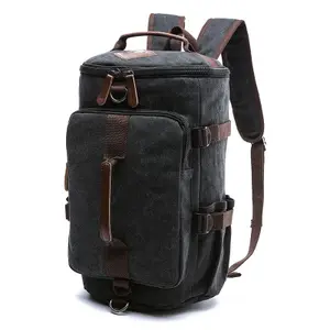 Mochila de lona multifuncional para viagens e caminhadas, mochila vintage para homens e mulheres