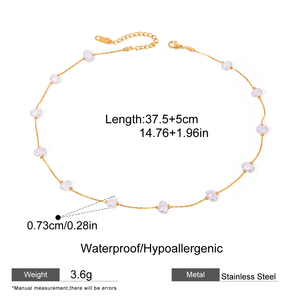 Bracelet en perles artificielles non ternissantes, design moderne réglable, chaîne en acier inoxydable plaqué or 18 carats, collier - Product Image 5