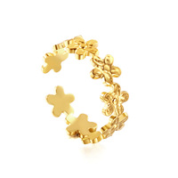 Ensemble de bijoux Flower Charm Kitty Snoopy en acier inoxydable pour femmes, boucles d'oreilles, collier, bracelet, design minimaliste doré