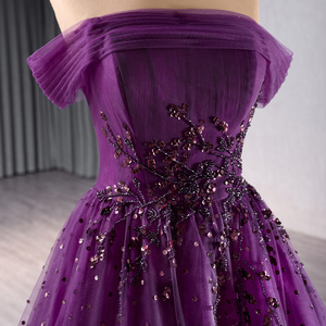 Robe de bal élégante en tulle à épaules dénudées, avec appliques en dentelle et cristaux, robe de soirée, robe de bal, robe de fête Rsm241105 - Product Image 5