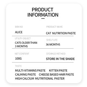 Factory-Batch Alice Pet Multivitamin Pasta nutricional 125g Promover Digestivo Articulación de la cadera Perro Gato Salud Suplemento nutricional - Product Image 6
