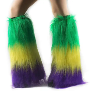 Vente en gros de chaussettes sans <span class=keywords><strong>pied</strong></span> à fourrure pour femmes de la Nouvelle-Orléans Mardi Gras ensembles de bottes à pousser longues avec logo personnalisé longueur de l'équipage pour un usage quotidien - Product Image 1