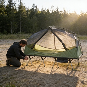 Lit de camping professionnel, tente surélevée avec cadre robuste et coutures scellées pour une protection contre les intempéries - Product Image 1