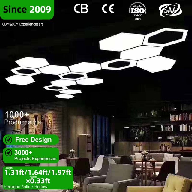 Honeycomb Shaped Commercial Industrial Lighting Office Shopping Mall Hexagonal LED Ceiling Light for Gym