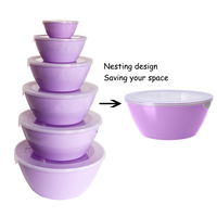 Ensemble de saladiers en plastique pour bébé avec couvercle pour la cuisson de la salade, le service de la salade, la soupe et le stockage des fruits.