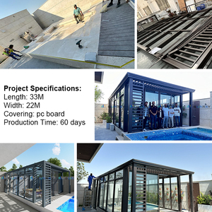 Pabellón de Diseño Moderno para Jardín, Prefabricado, Aislado, Impermeable, con Estructura de Aluminio, Madera/Metal, Villa Exterior H10 H10 H10 H10 H1 - Product Image 2