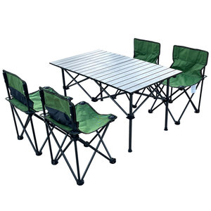 Modern Aluminum Camping <b>Chairs</b> and Folding Outdoor <b>Tables</b> Set <b>for</b> Events Gym Workshop-4 <b>Chairs</b> & Small <b>Dining</b> <b>Table</b> - Product Image 2