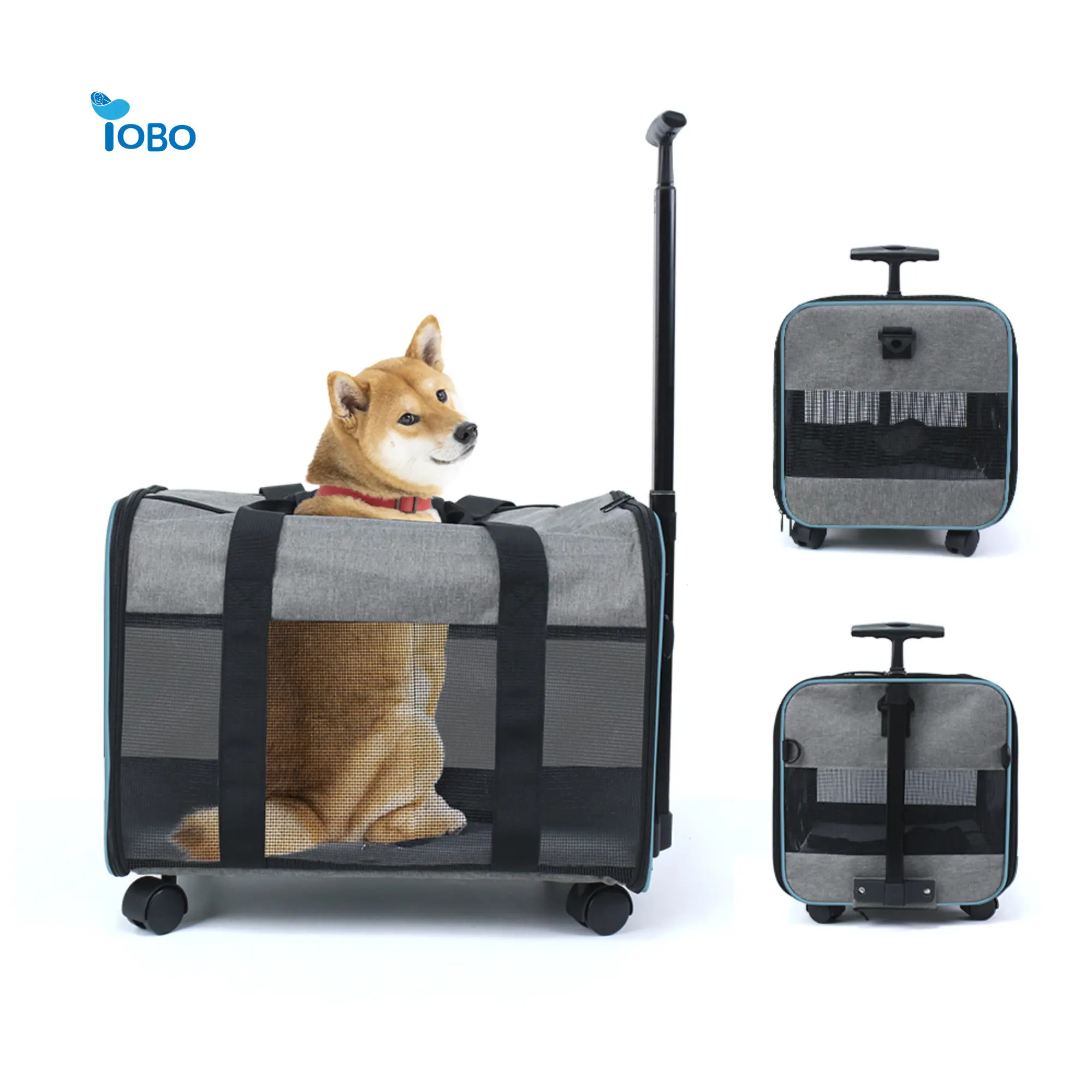 Havayolu onaylı en büyük kapasiteli arabası arabası Pet haddeleme tekerlekler ile evcil hayvan çantası köpek kedi taşıyıcı