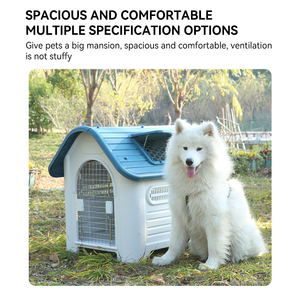 Su geçirmez plastik tepsi ile Modern büyük köpek evi yükseltilmiş kapalı açık kulübesi katı desen Snap düğmesi kapatma Pet House - Product Image 4