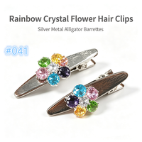 Barrettes à cheveux fleur en cristal colorées, faites à la main, avec strass, pour frange latérale, tendance