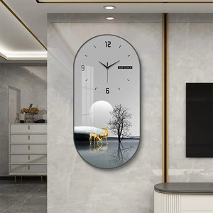 Grande Horloge Murale en Porcelaine de Cristal, Tendance et Moderne, de Luxe, Peinte, Créative, pour Hall d'Entrée, Salle à Manger, Décoration Murale Artistique - Product Image 3