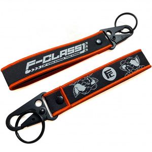 Car Logo Fabric Embroidery Woven Keychains Whistles Lanyard Motorcycle Carabiner Clip Keychain <b>Custom</b> <b>Key</b> Chains - Product Image 3
