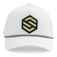 Casquette de baseball/golf unisexe HN10 OEM personnalisée en PVC rond, 5 panneaux, avec corde, perforations laser, imperméable et séchage rapide pour activités de plein air
