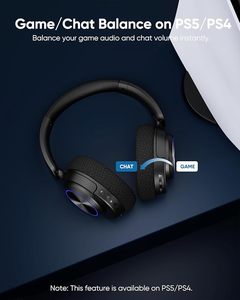 Casque de jeu sans fil INGA pour <span class=keywords><strong>PS5</strong></span>, PS4, PC, Mac, Switch, équilibre jeu/chat pour <span class=keywords><strong>PS5</strong></span>/4, 2,4 GHz/<span class=keywords><strong>Bluetooth</strong></span> 5.2 - Product Image 3