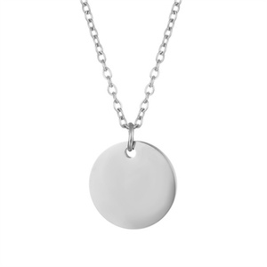 Minimalist Jewelry Gold Plated Necklace Charm Custom DIY Blank Round Pendant Necklaces for Women - Product Image 3