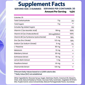 Gomitas de Vitamina D, C y Baya del Saúco de Marca Privada, Suplementos Herbales para Adultos para un Sueño Natural, Conciliar el Sueño Fácilmente, Energía - Product Image 4