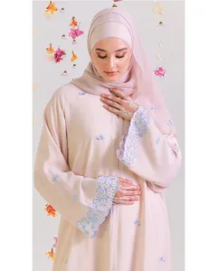 Dubái-vestido largo musulmán para mujer, vestido de lujo de margaritas azules, bordado de perlas, Jibab Khimar Limanying Burqa, Abaya