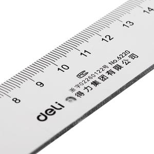 Regla Deli de 20cm, escala graduada de plástico transparente, herramienta de medición estándar para uso escolar y de oficina - Product Image 3