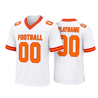 Kaos Jersey Oranye Kustom Kualitas Premium Pakaian Penggemar Sepak Bola Amerika Seragam Bernapas Ramah Lingkungan Profesional Dewasa 100%
