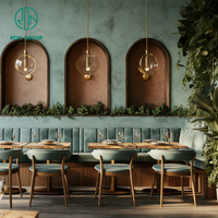 Ensemble de meubles écologiques en bois vert, canapé carré en velours, table et chaises pour café, restaurant, banquette, mobilier pour l'hôtellerie