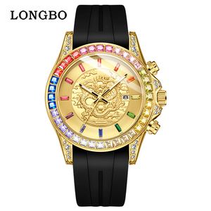 <span class=keywords><strong>Longbo</strong></span> นาฬิกาแฟชั่น83756สำหรับผู้ชายสายซิลิโคนหรูหรานาฬิกาธุรกิจสีทองสำหรับผู้ชายจากโรงงาน - Product Image 3