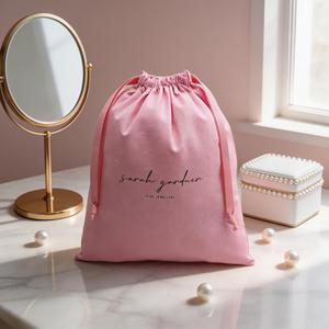 ถุงผ้าฝ้ายมัสลินปักโลโก้ตามสั่ง พร้อมเชือกผูก สำหรับใส่ของขวัญ - Product Image 2
