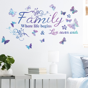 Notizie citazione della famiglia adesivo da parete bellissimi murales a farfalla soggiorno carta da parati decorativa autoadesivo TV sfondo decalcomanie - Product Image 2