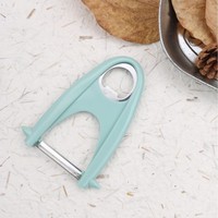 Ensemble de 2 éplucheurs multifonctionnels pour légumes et fruits, lame en acier inoxydable, trancheuse julienne, outil de pelage avec ouvre-bouteille, portable
