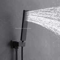 Ensemble de douche encastré haut de gamme en laiton noir avec mitigeur cascade pour salle de bain