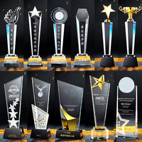 Trophées en cristal en forme de flamme sur base acrylique, médailles en métal, médailles personnalisées, trophées et plaques commerciaux sur mesure