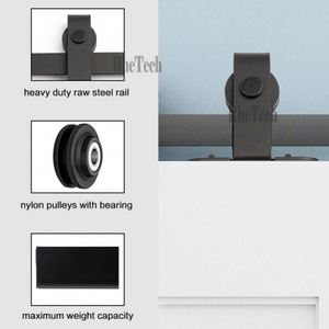 WEKIS Kit de Herrajes Modernos para Puertas Correderas de 120 kg/250 lb, Acero al Carbono Rústico, Tornillos de Latón, para Exteriores, Dormitorios, Cocinas, Alta Calidad - Product Image 5