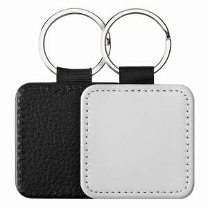 Custom DIY Sublimation Blank Keychain Heat Transfer DIY Double-Size Printed Keychain PU <b>Leather</b> Double Sides Sublimation Keyring - Product Image 5