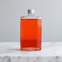Botol Anggur Kaca Persegi Panjang 250ml 350ml, Botol Kaca Kosong Bahu Rata untuk Minuman Keras, Anggur, Susu, Kopi, Kombucha, Teh