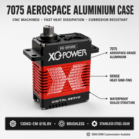 Servomoteur industriel UAV XQ-S9130D 130 kg en aluminium 7075 CNC, sans balais, haute tension, étanche, 16,8 V, pour charge lourde