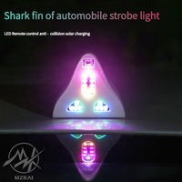 Autres accessoires extérieurs pour voiture, lumière d'avertissement d'urgence à LED, antenne magnétique solaire en forme d'aileron de requin en ABS pour voiture