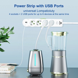Tira de alimentación con <span class=keywords><strong>protección</strong></span> contra <span class=keywords><strong>sobretensiones</strong></span>, enchufe de extensión de 10a, 2 Usb, 4 salidas, 2,7 m, Alemania, el más vendido - Product Image 4
